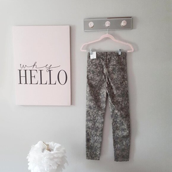 NWT Zara olive khaki green grey snake print high rise straight leg skinny jeans - Picture 5 of 7